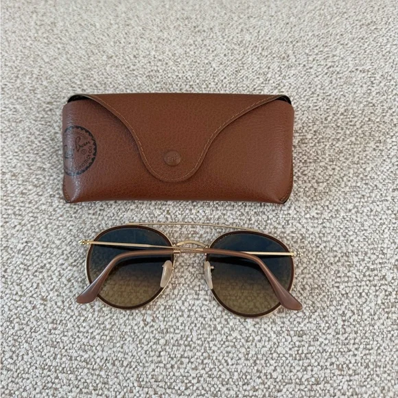 Round Double Bridge Gold & Brown sunglasses - Picture 6 of 8